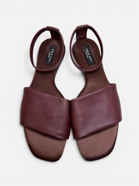 Rag & Bone Ellory Leather Ankle-Cuff Flat Foldable Sandals in Rust